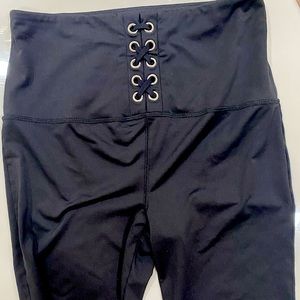 F21 high waisted sexy black football leggings